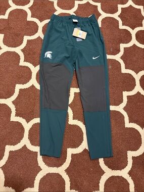 Nike Green and Gray Athletic Track Pants with Spartan Logo